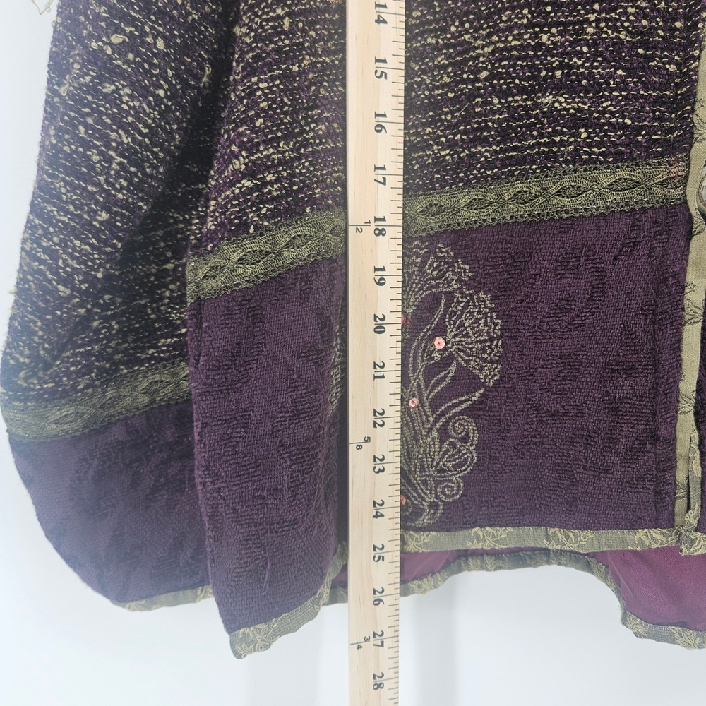 Flashback Womens M Jacket Cotton Rayon Patchwork Floral Sequin Boho Artistic Y2K - Picture 6 of 7